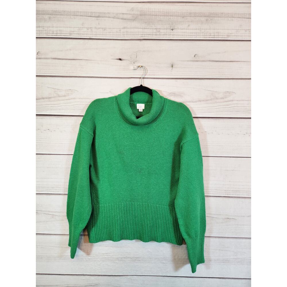 A New Day Women's‎ Green Solid Turtleneck Long Sleeve Pullover Sweater Size XS